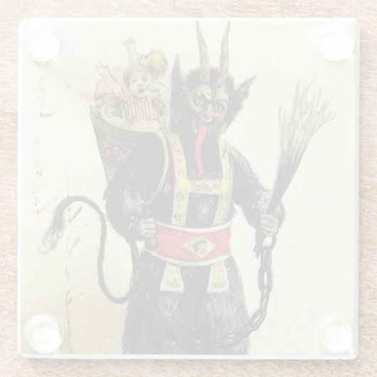 邪悪なクランパスホラーデーモンホリデークリスマスクリスマス ガラスコースター (裏面)