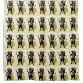 邪悪なクランパスホラーデーモンホリデークリスマスクリスマス シャワーカーテン (正面)