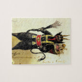 邪悪なクランパスホラーデーモンホリデークリスマスクリスマス ジグソーパズル (横)