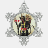 邪悪なクランパスホラーデーモンホリデークリスマスクリスマス スノーフレークピューターオーナメント (正面)