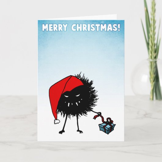 邪悪なクリスマスバグのオープニングプレゼント シーズンカード (正面)