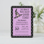 邪悪なグッドタイムパープルハロウィーン招待状 招待状 (スタンド正面)