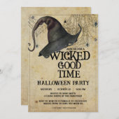 邪悪なグッドタイムヴィンテージ大人ハローウィンパーティ 招待状 (正面/裏面)