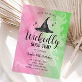 邪悪なグッドタイム誕生日、ピンクグリーンウィッチハット 招待状