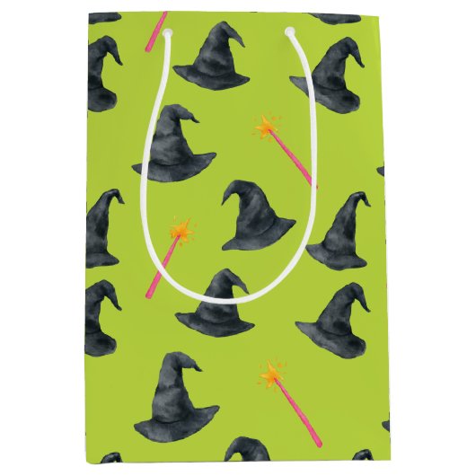 邪悪なグッドピンク&グリーンウィッチーラップ抱き枕 ミディアムペーパーバッグ (正面)