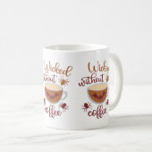 邪悪なコーヒーブラウンおもしろいハロウィンなし コーヒーマグカップ (正面右)