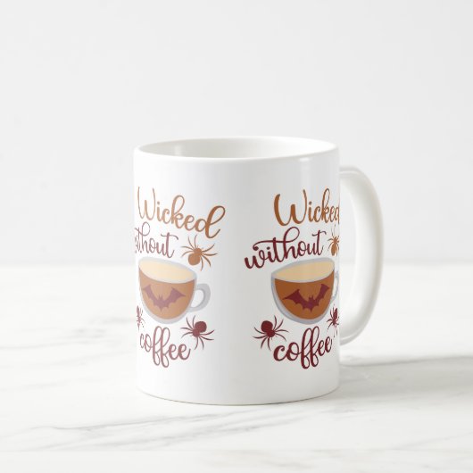 邪悪なコーヒーブラウンおもしろいハロウィンなし コーヒーマグカップ (正面右)