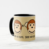 邪悪なサルのデザインを聞かない マグカップ (正面左)