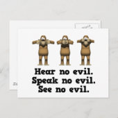 邪悪なサルの声を聞かない ポストカード (正面/裏面)