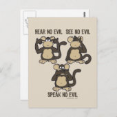 邪悪なサルを聞かない – 新規 ポストカード (正面/裏面)