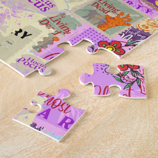 邪悪なシームレスなハロウィーンスタンプコレクション ジグソーパズル (側面)