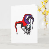 邪悪なジェスターピエロスカル カード (黄色い花)