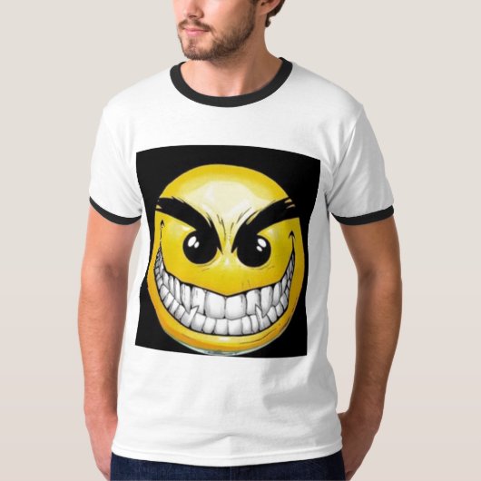 邪悪なスマイリーフェイス Tシャツ (正面)