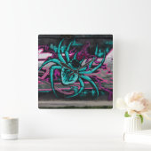 邪悪なターコイズクモ スクエア壁時計 (ホーム)