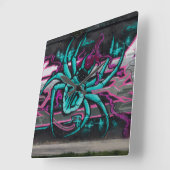 邪悪なターコイズクモ スクエア壁時計 (傾斜)