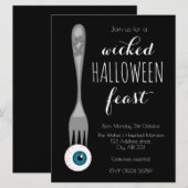 邪悪なハロウィンパーティーの招待状 黒 招待状 (正面/裏面)