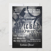 邪悪なハロウィンパーティー 黒いカラス 鳥 招待状 (正面)