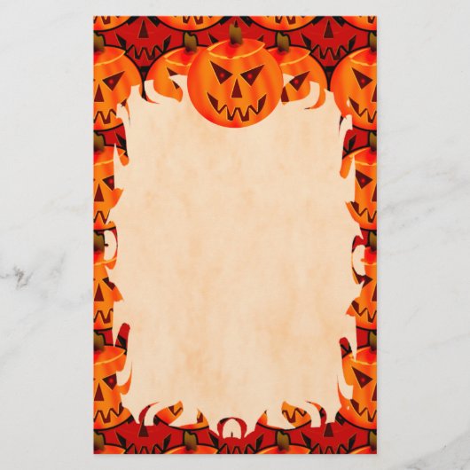 邪悪なハロウィーンのカボチャのちょうちんの炎の文房具 便箋 (正面)