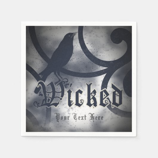 邪悪なハローウィンパーティブラックカラスの鳥の衣装 スタンダードカクテルナプキン (正面)