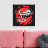 邪悪なバドスハニーバッガー赤い動物アートを恐れない キャンバスプリント (インサイチュ (リビング))