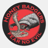 邪悪なバドスハニーバッガー赤い動物アートを恐れない ラウンドシール (正面)