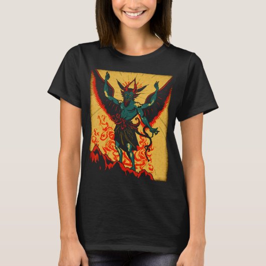 邪悪なバプテスムヤギ悪魔の神ウィングス村 Tシャツ (正面)