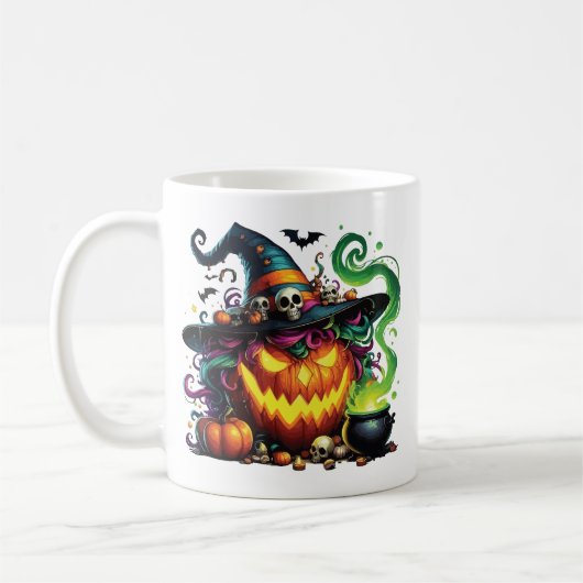 邪悪なパンプキンウィッチの魔法鍋 コーヒーマグカップ (左)