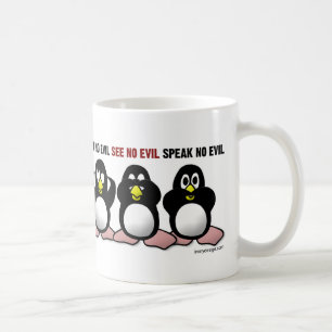 邪悪なペンギンを聞かないで下さい コーヒーマグカップ