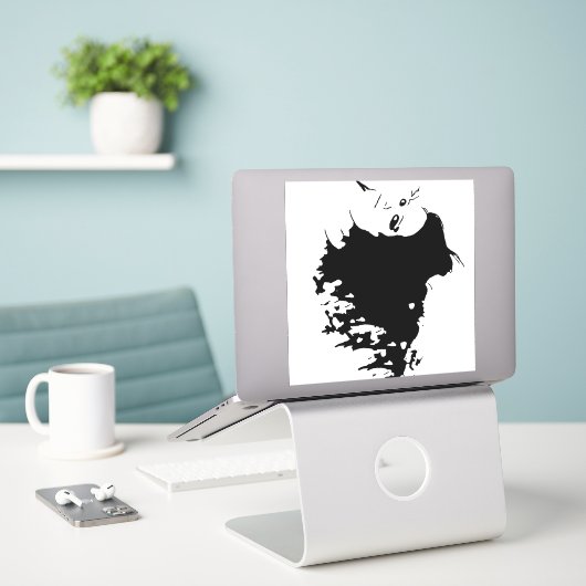 邪悪なマネ シール (デスク上のノートパソコン)