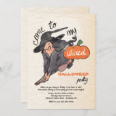 邪悪なリトルウィッチハロウィーン招待状 招待状 (正面/裏面)