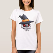 邪悪な不気味なハロウィーンスカルウィッチ Tシャツ (正面)
