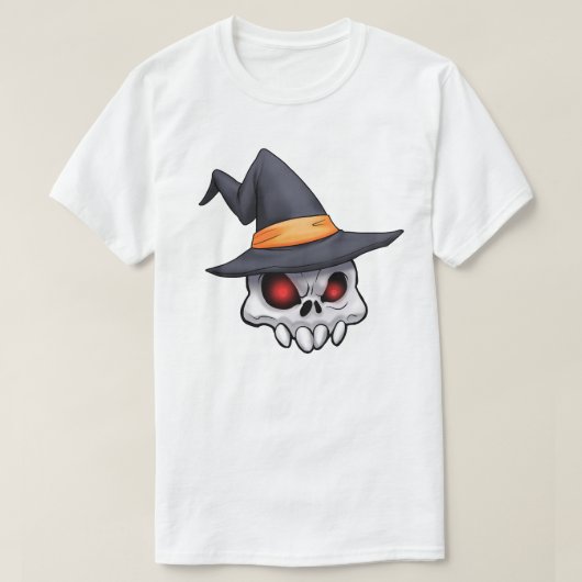 邪悪な不気味なハロウィーンスカルウィッチ Tシャツ (デザイン正面)