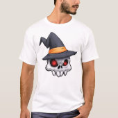 邪悪な不気味なハロウィーンスカルウィッチ Tシャツ (正面)
