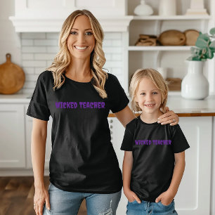 邪悪な先生パープルタイポグラフィ Tシャツ