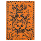 邪悪な墓地のスケルトンの墓石、ハロウィーンを参照する クリップボード (裏面)