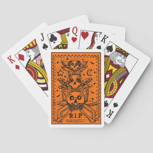邪悪な墓地のスケルトンの墓石、ハロウィーンを参照する トランプ (裏面)