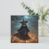 "邪悪な夜: 怖いハロウィンの魔女と彼女の蝙蝠" 招待状 (スタンド正面)