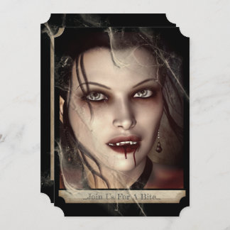 邪悪な女性ゴシック様式の吸血鬼ハロウィーン 招待状
