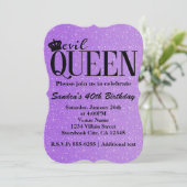 邪悪な女王 紫のグリッターが輝くゴージャスパーティー招待状 招待状 (スタンド正面)