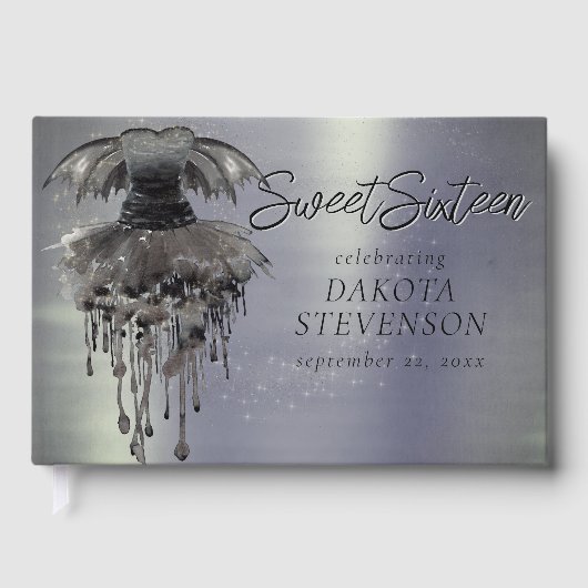 邪悪な妖精のガウン | ゴシック様式の黒いバンピーロックシェーン ゲストブック (正面)