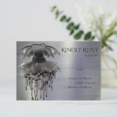 邪悪な妖精のガウン | ゴシック様式の黒いバンピーロックシェーン 出欠カード (スタンド正面)