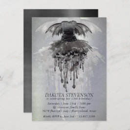 邪悪な妖精のガウン | ゴシック様式の黒いバンピーロックシェーン 招待状