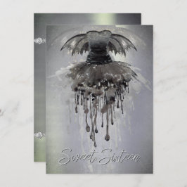 邪悪な妖精のガウン | ゴシック様式の黒いバンピーロックシェーン 招待状