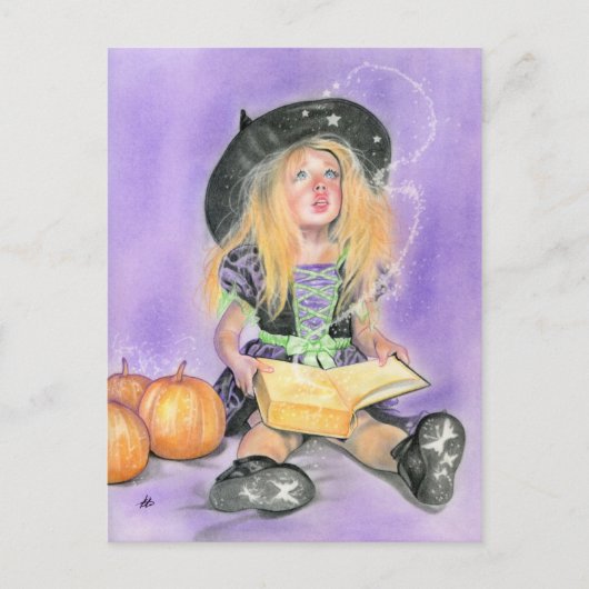 邪悪な小さな魔女の呪文はがき ポストカード (正面)