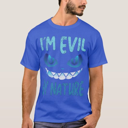 邪悪な本性 ホラー おどけた猫の顔 メンズ レディース Tシャツ (正面)