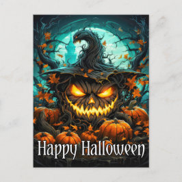 邪悪な照明ハッピーハローウィンカボチャ ポストカード