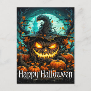 邪悪な照明ハッピーハローウィンカボチャ ポストカード