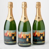 邪悪な猫は世界が燃えるのを見たい01 スパークリングワインラベル (ボトル)