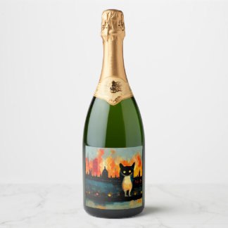 邪悪な猫は世界が燃えるのを見たい01 スパークリングワインラベル