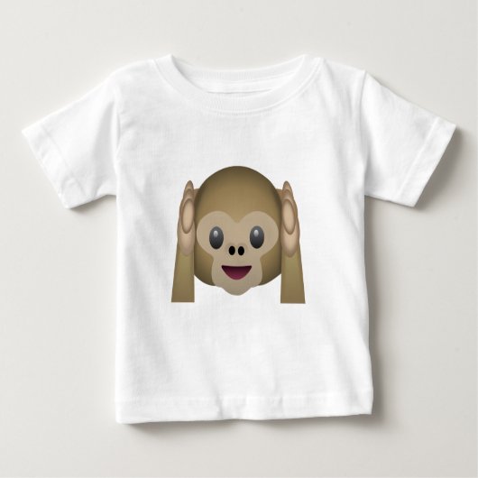 邪悪な猿Emojiを聞かないで下さい ベビーTシャツ (正面)